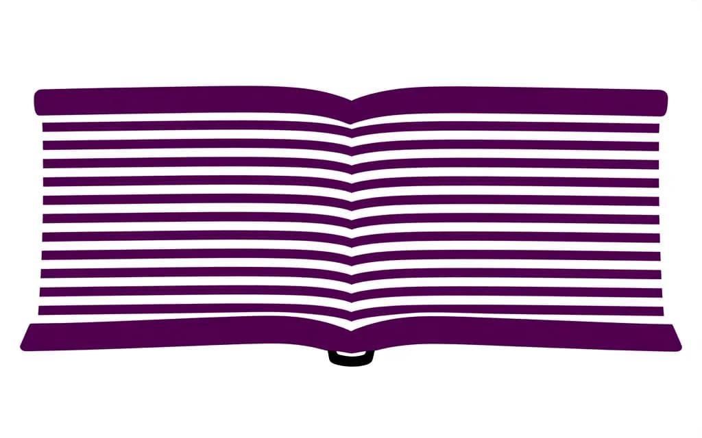 The fanned page edges of an open book, seen end on